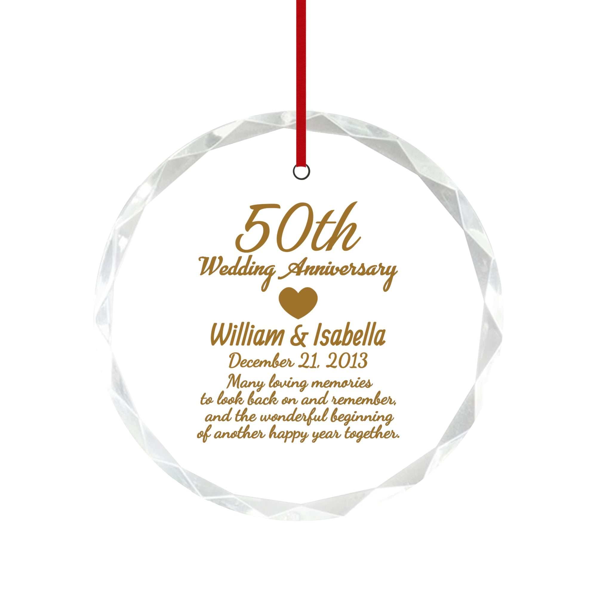 50th wedding anniversary, personalized 50th anniversary ornaments, golden anniversary glass ornament, religious anniversary memorable gift anniversary ornaments- custom gift