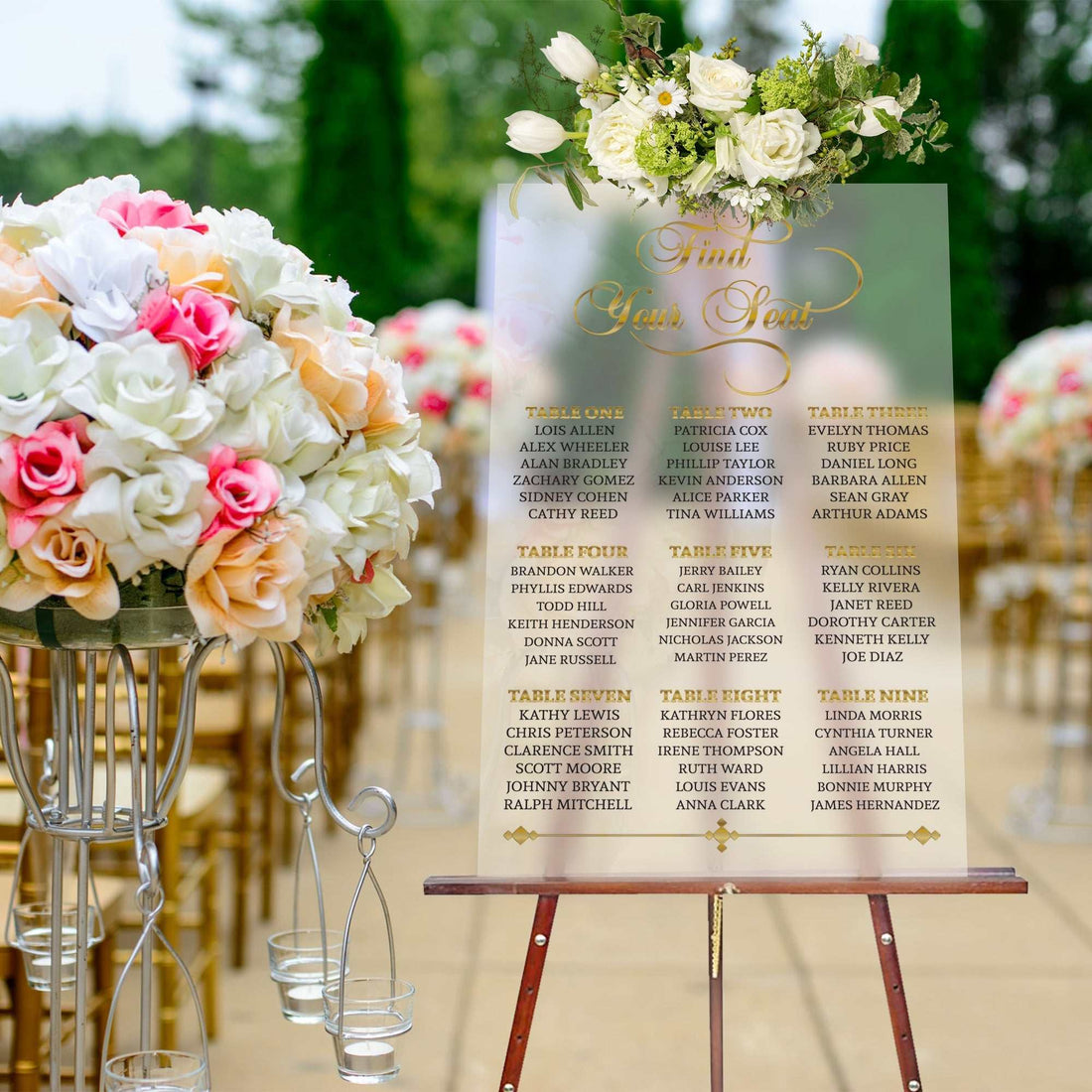 Letrero acrílico para bodas | Letrero esmerilado personalizado "Encuentra tu asiento" – Elegante decoración de boda para ceremonia o recepción