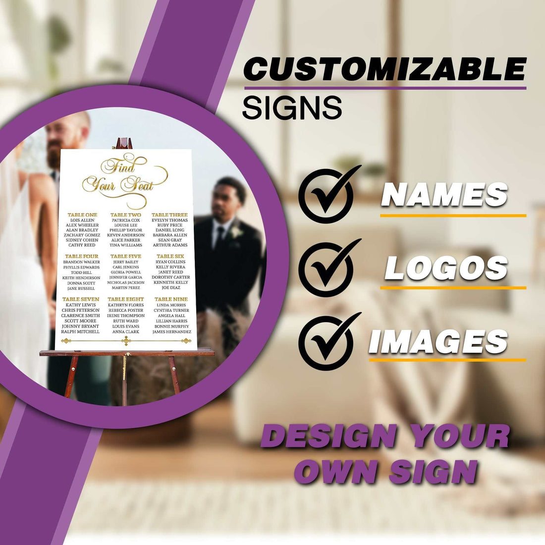 Letrero acrílico para bodas | Letrero esmerilado personalizado "Encuentra tu asiento" – Elegante decoración de boda para ceremonia o recepción
