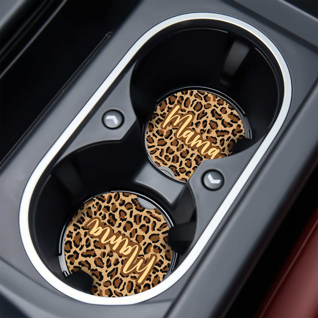 Posavasos de coche con estampado animal de leopardo, Posavasos de coche personalizados, Posavasos de coche absorbentes de leopardo personalizados