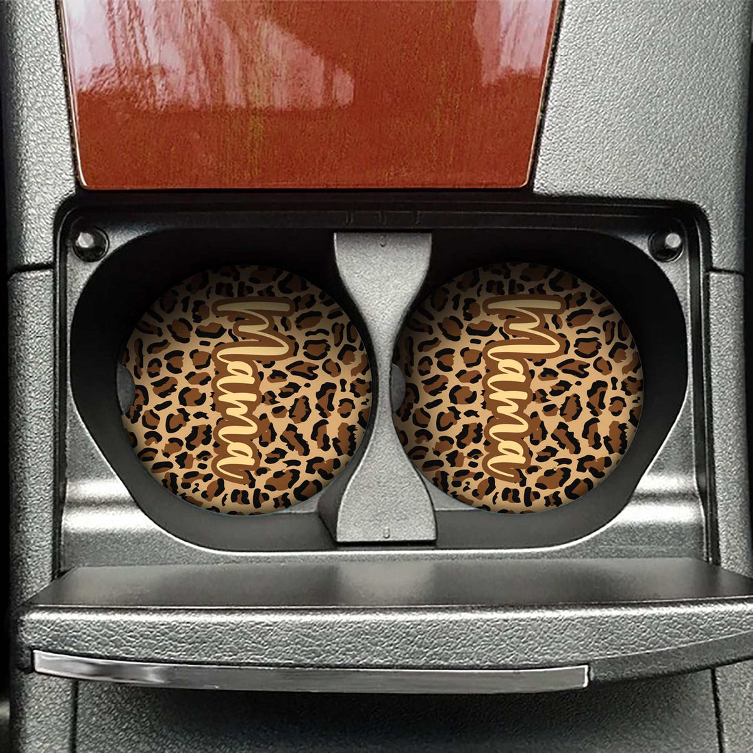 Posavasos de coche con estampado animal de leopardo, Posavasos de coche personalizados, Posavasos de coche absorbentes de leopardo personalizados