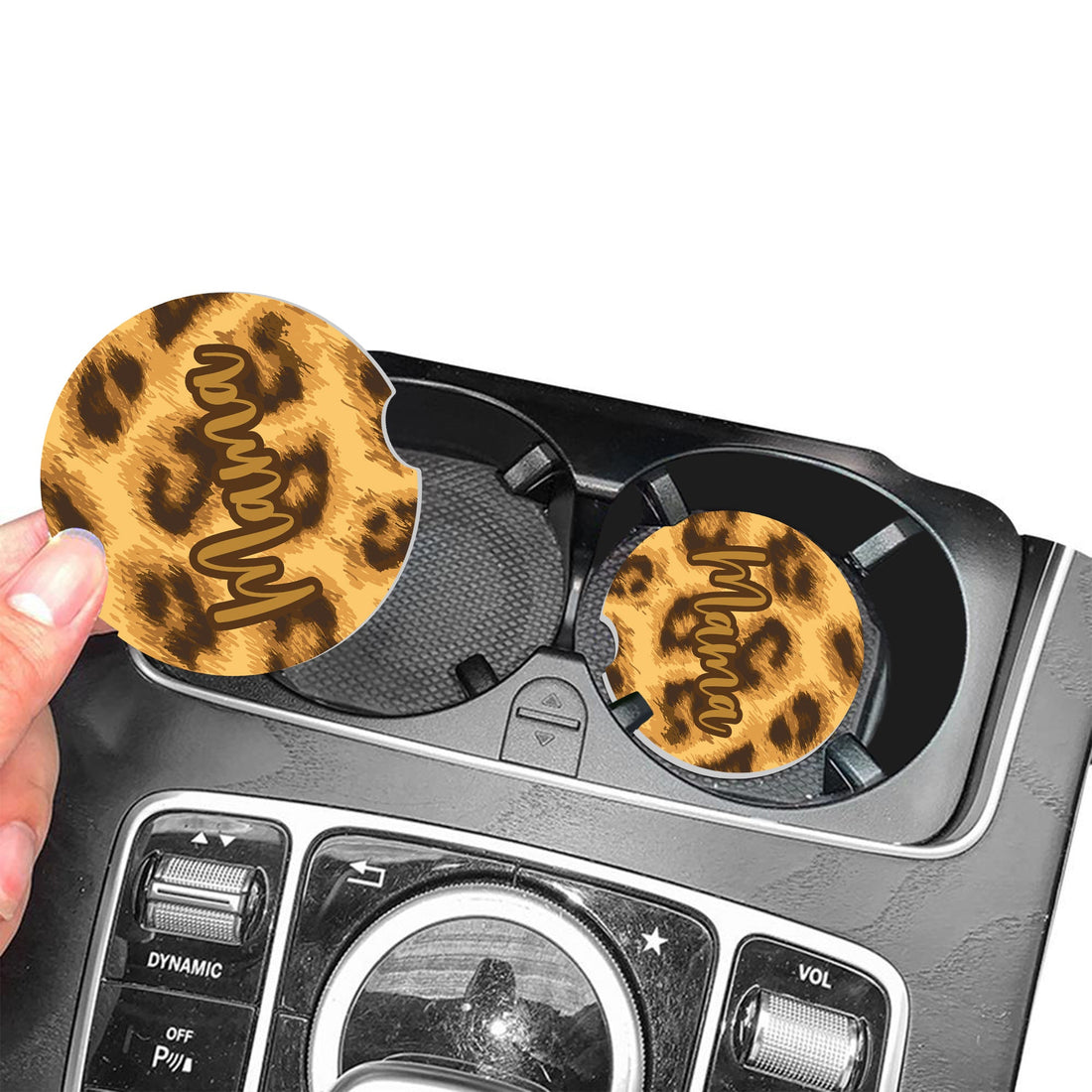 Posavasos de coche con estampado de leopardo animal, posavasos de coche personalizado, posavasos de coche, posavasos de coche absorbentes de cerámica con estampado de leopardo