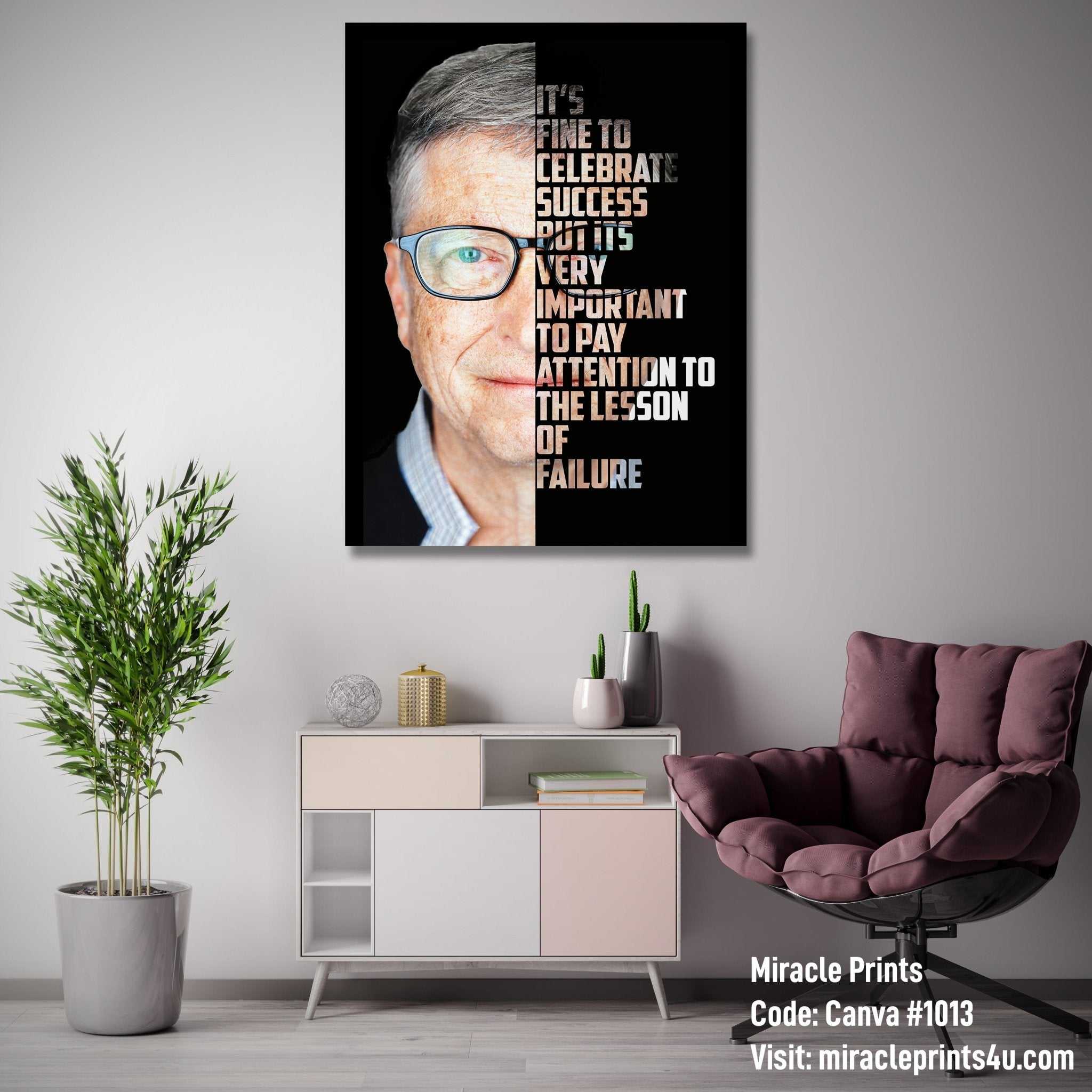 Bill Gates Motivational Canvas - Inspirational Quotes Wall Art for Success