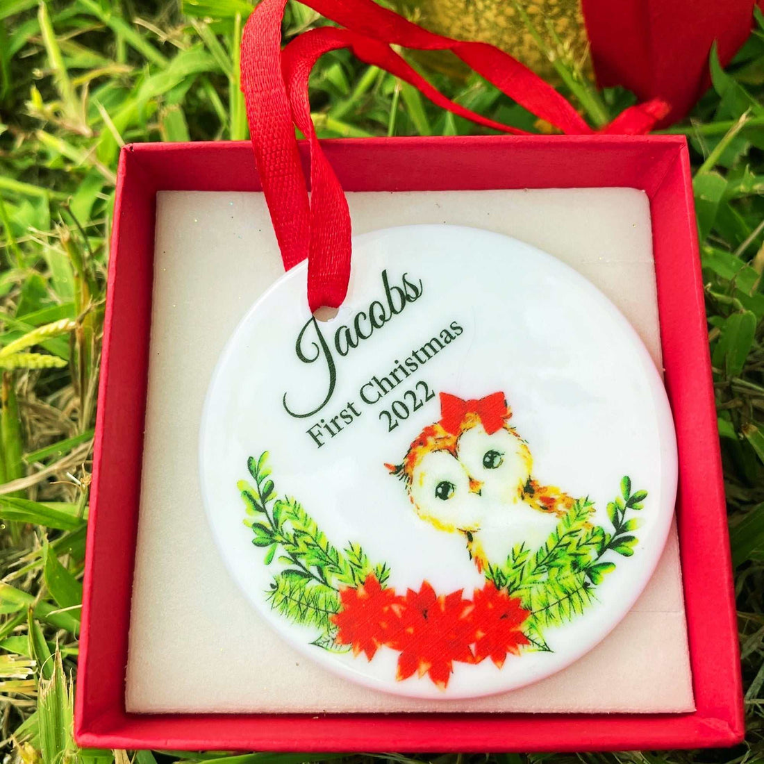 Adornos de Navidad, decoración para árbol de Navidad, primera Navidad, adornos de cerámica de Navidad personalizados, recuerdos de Navidad