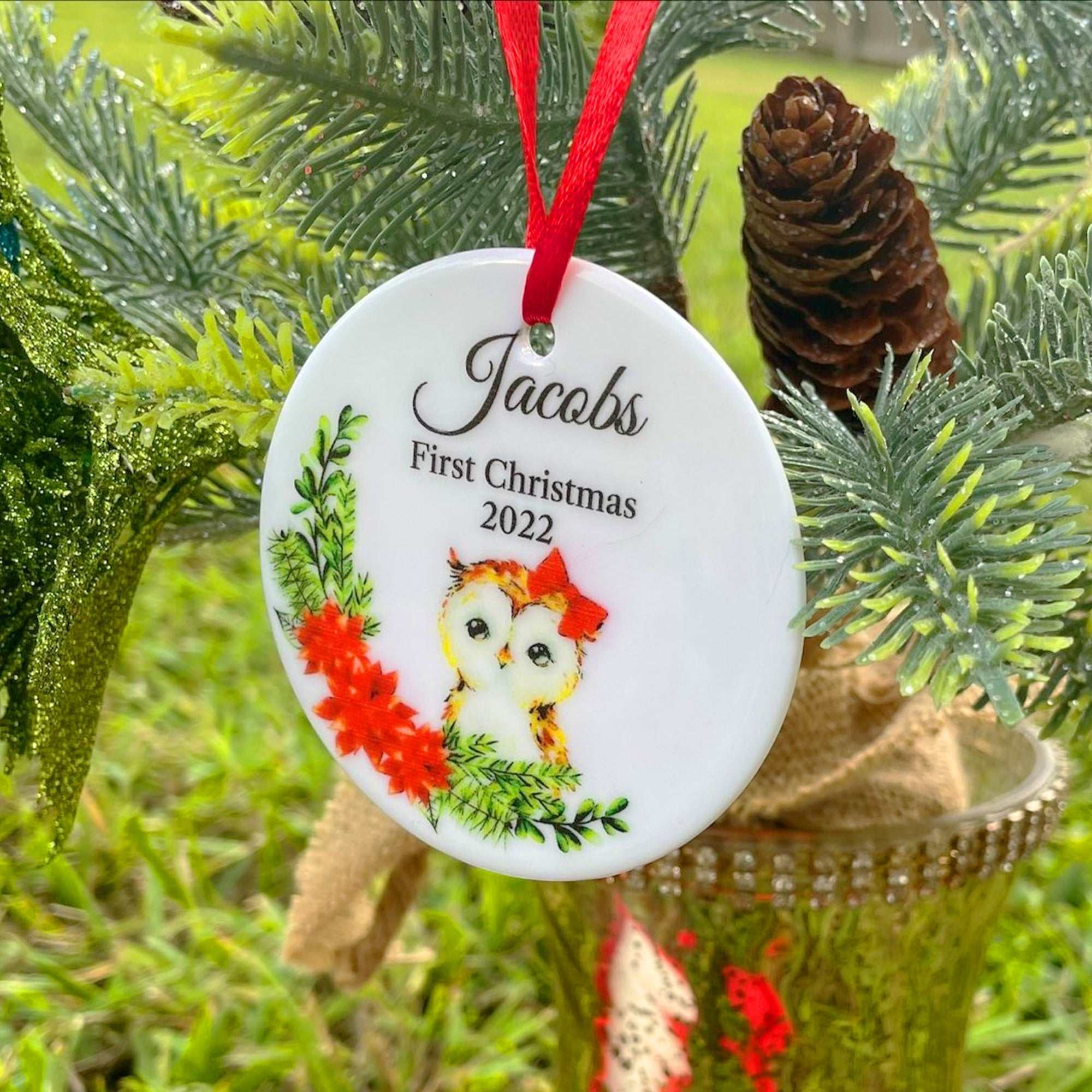 Christmas ornaments, Christmas tree decor, First Christmas, personalized Christmas ceramic ornaments, Christmas keepsakes