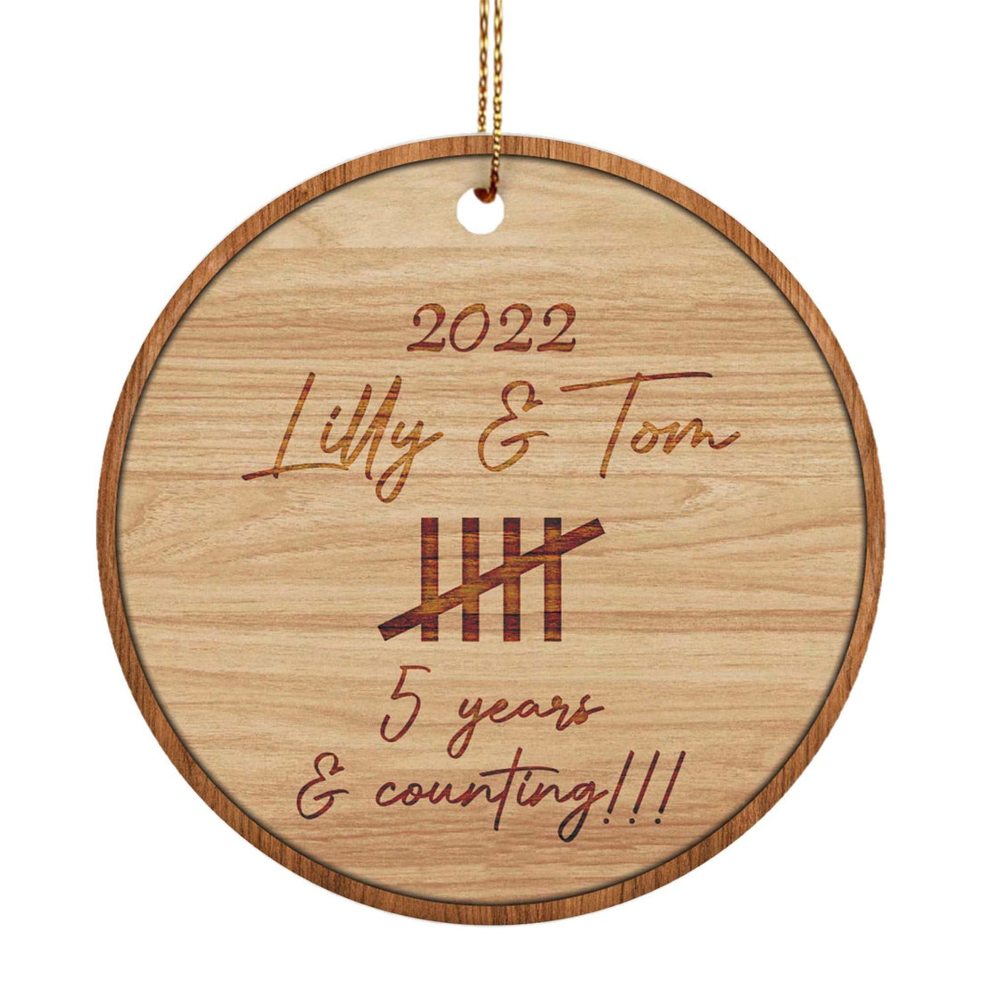 Adorno de cerámica para parejas, Adornos navideños para parejas, Aniversario de madera, Regalos de aniversario, Cualquier año de aniversario