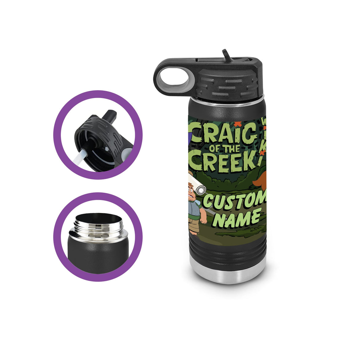 Craig Of The Creek, Vasos personalizados, Botellas de hidratación personalizadas, Botella de agua con pajita, Personajes de Craig of the Creek