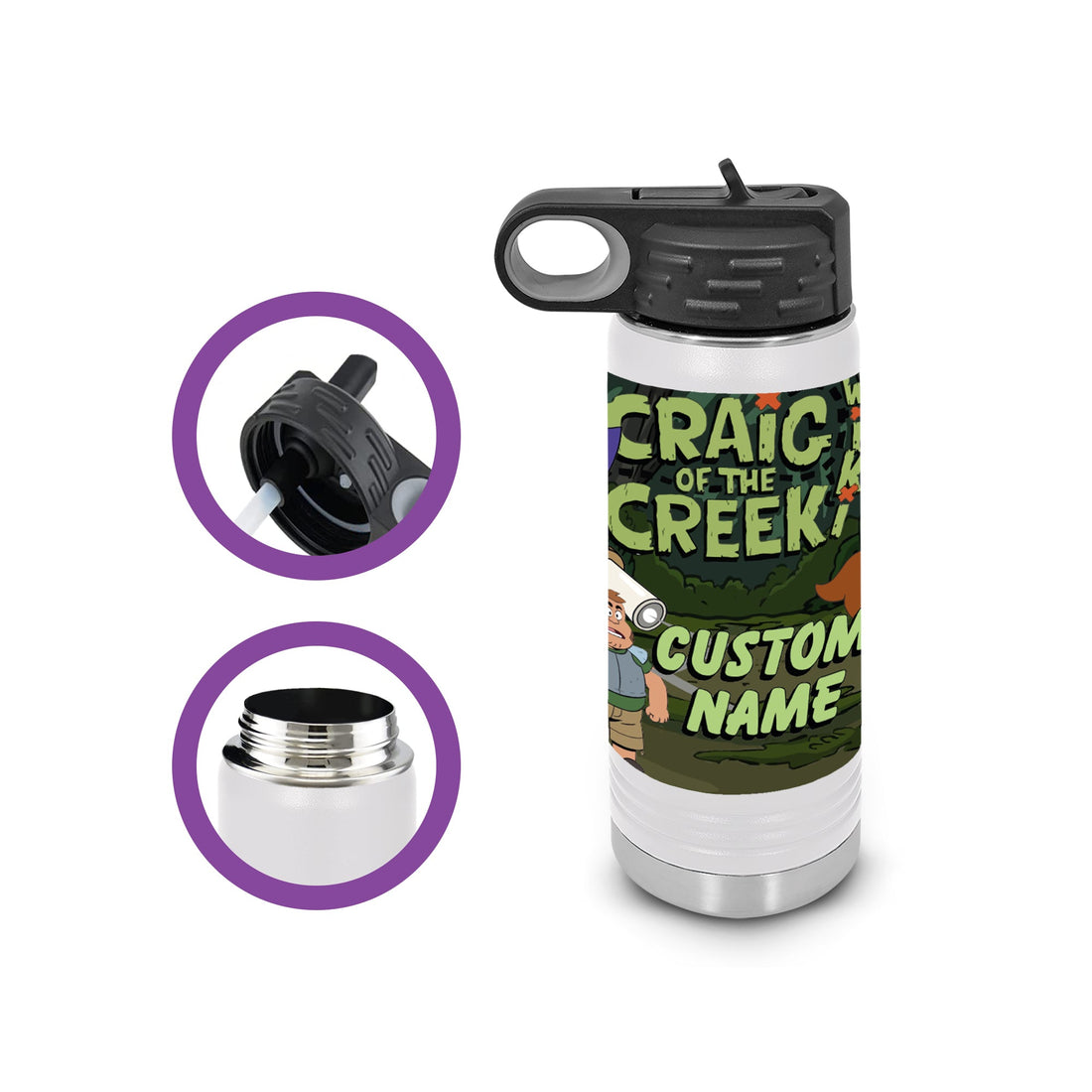 Craig Of The Creek, Vasos personalizados, Botellas de hidratación personalizadas, Botella de agua con pajita, Personajes de Craig of the Creek