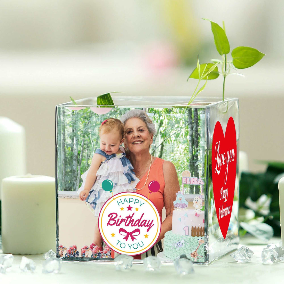 Crea tu propio jarrón con imagen personalizada - Jarrón con imagen personalizada - Jarrones personalizados para una decoración del hogar única - Jarrón de cristal personalizable