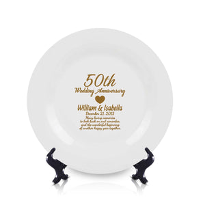 Custom 50th Anniversary Ceramic Plate | Personalized Golden Keepsake Gift for Parents, Couples, or Grandparents