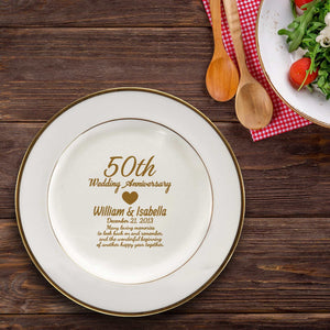 Custom 50th Anniversary Ceramic Plate | Personalized Golden Keepsake Gift for Parents, Couples, or Grandparents