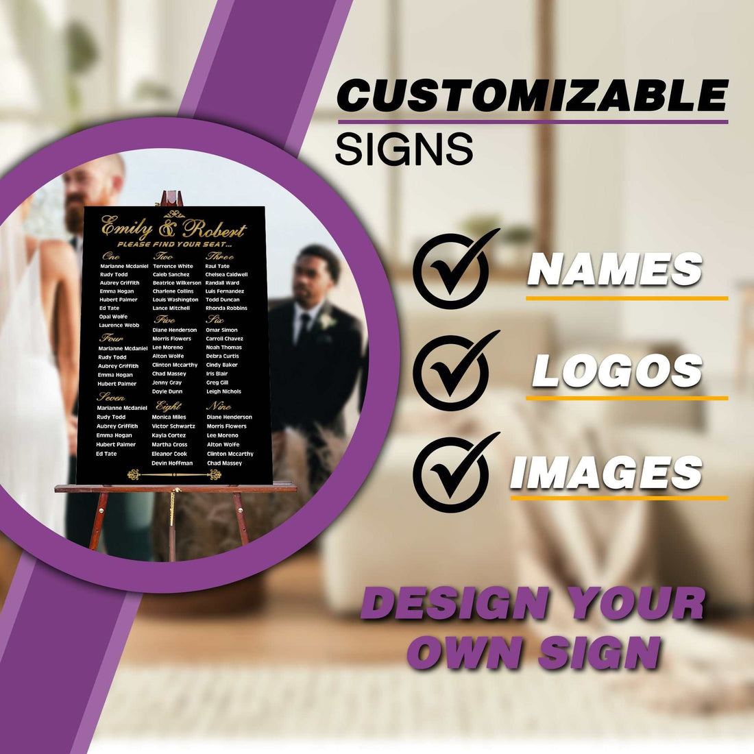 Cartel de metacrilato personalizado para la organización de asientos de boda | Letrero personalizado para el plano de asientos de la recepción para una decoración elegante