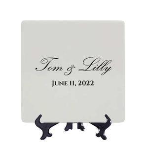 Custom Anniversary Tableware Square Plates Personalized Gift Anniversary Keepsake With Couple Name