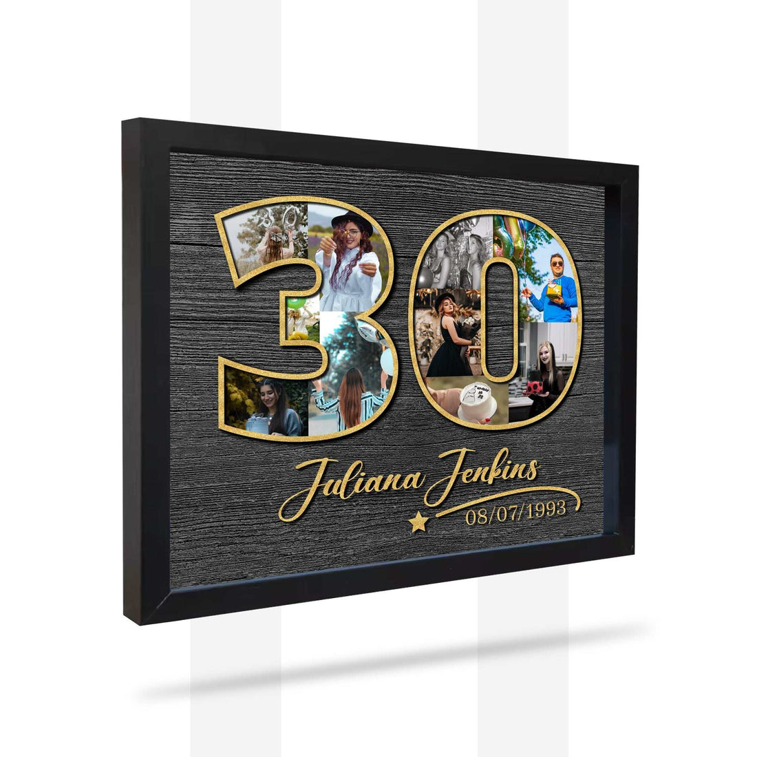 Marco de Fotos de Cumpleaños Personalizado - Regalo de Fotos Personalizado - Collage de Fotos - Regalo de Cumpleaños para Mujer - Regalo de Cumpleaños para Hombre - Collage de Fotos para 30 Cumpleaños
