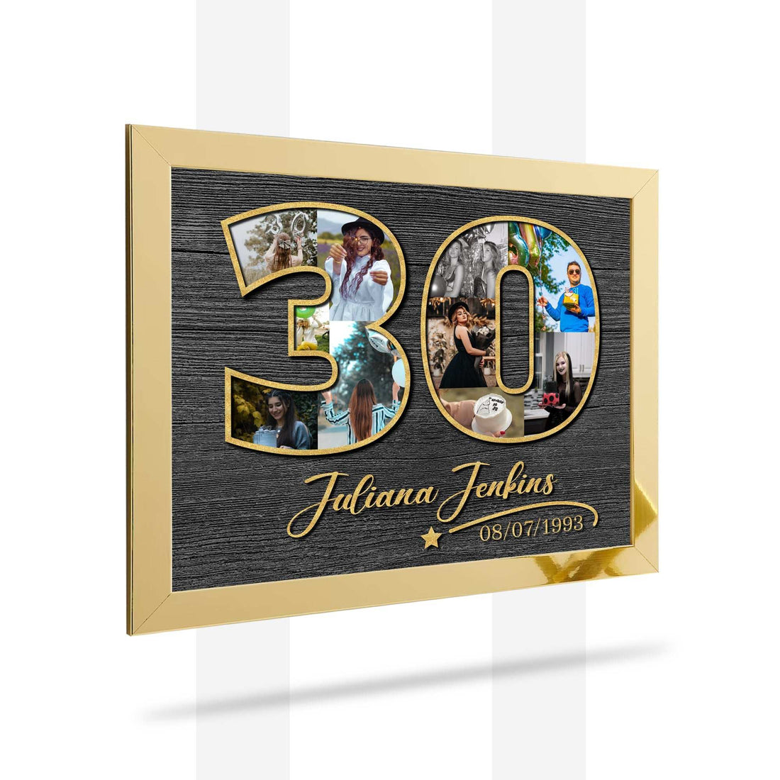Marco de Fotos de Cumpleaños Personalizado - Regalo de Fotos Personalizado - Collage de Fotos - Regalo de Cumpleaños para Mujer - Regalo de Cumpleaños para Hombre - Collage de Fotos para 30 Cumpleaños