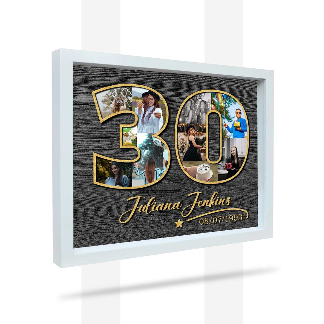 Marco de Fotos de Cumpleaños Personalizado - Regalo de Fotos Personalizado - Collage de Fotos - Regalo de Cumpleaños para Mujer - Regalo de Cumpleaños para Hombre - Collage de Fotos para 30 Cumpleaños