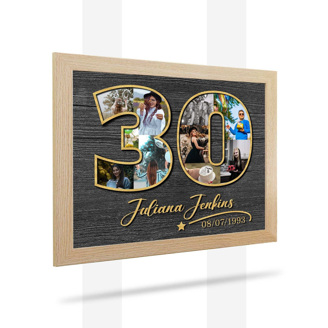 Marco de Fotos de Cumpleaños Personalizado - Regalo de Fotos Personalizado - Collage de Fotos - Regalo de Cumpleaños para Mujer - Regalo de Cumpleaños para Hombre - Collage de Fotos para 30 Cumpleaños