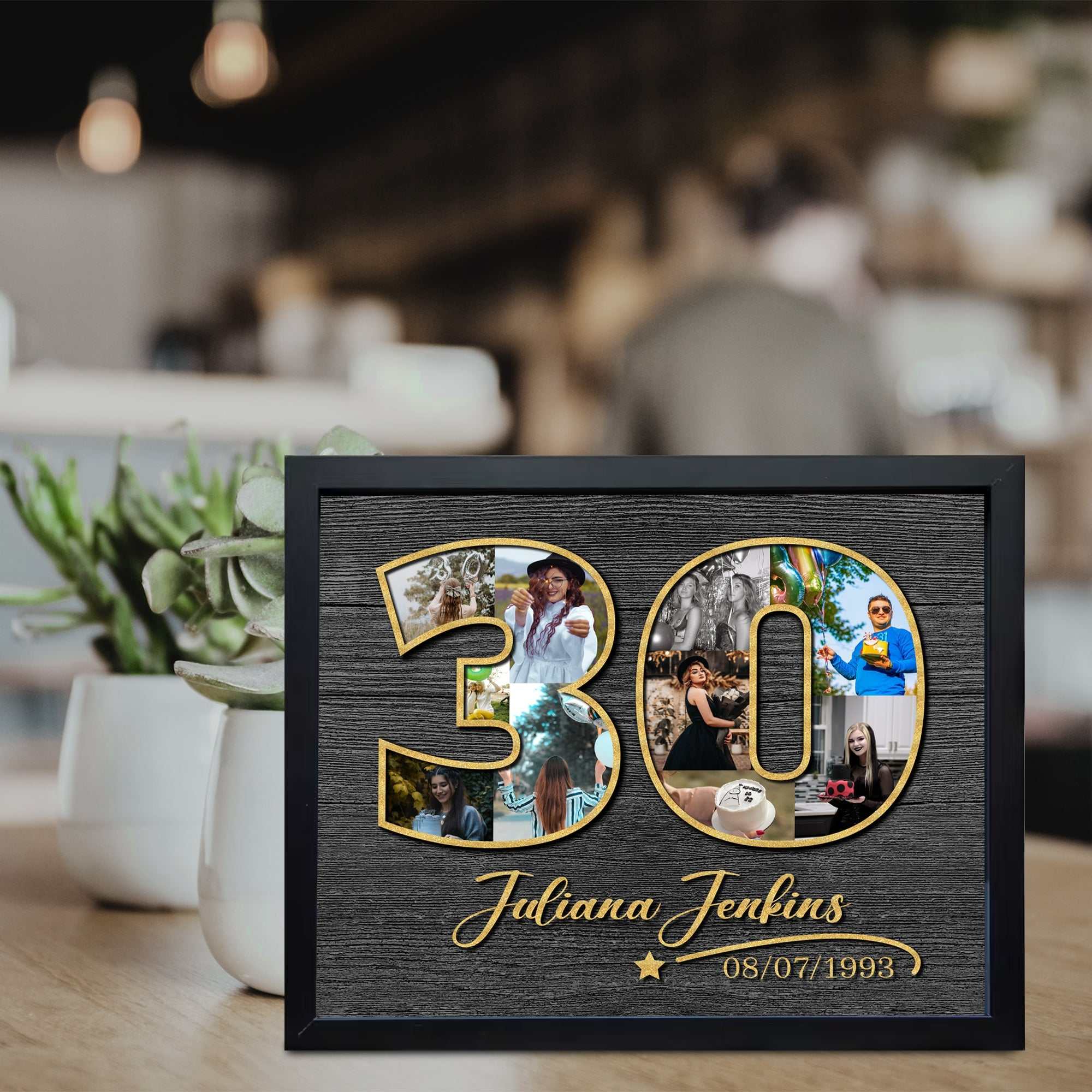 Custom Birthday Photo Frame- Custom Photo Gift- Photo Collage- Birthday Gift for Women- Birthday Gift for Man- 30th Birthday Photo Collage