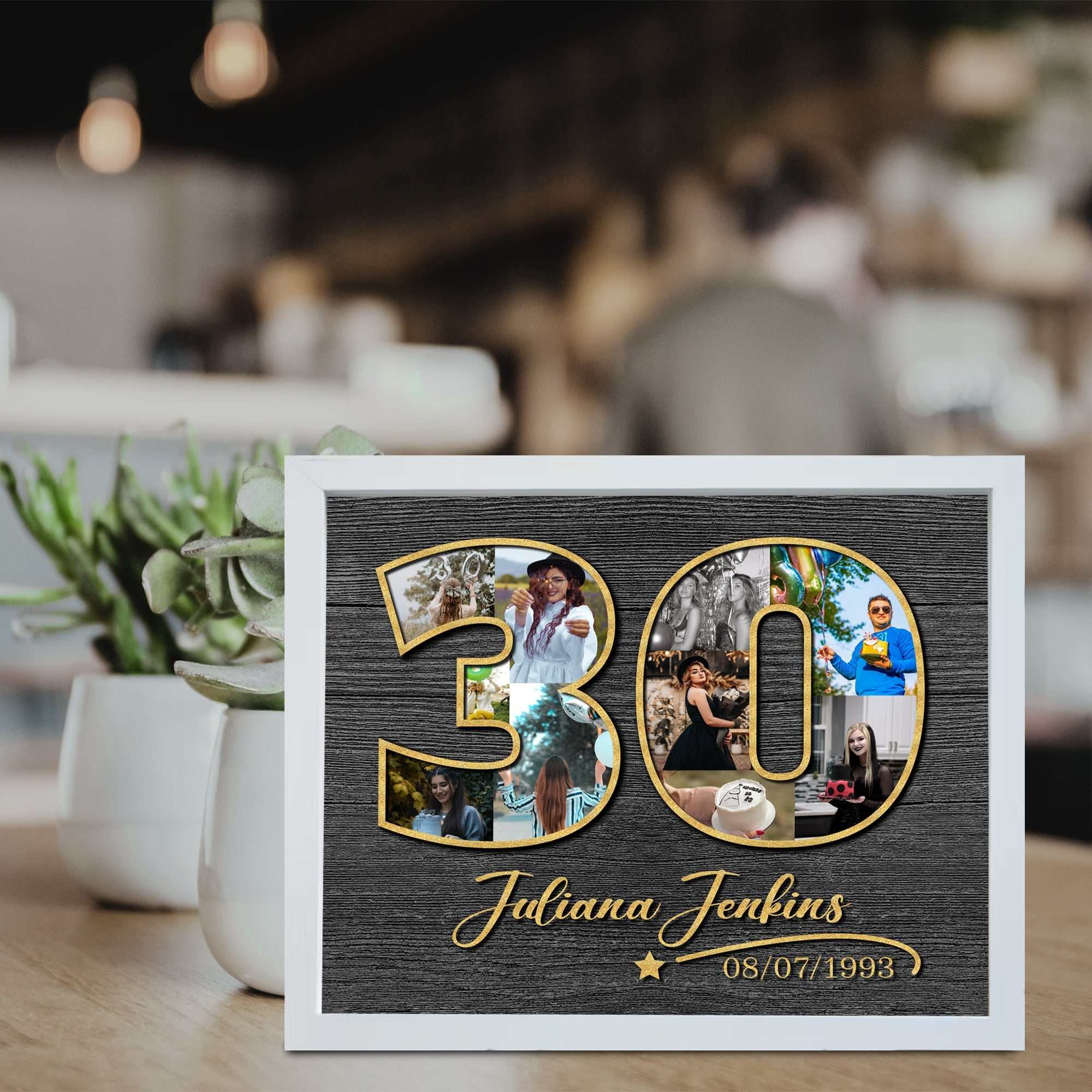Custom Birthday Photo Frame- Custom Photo Gift- Photo Collage- Birthday Gift for Women- Birthday Gift for Man- 30th Birthday Photo Collage