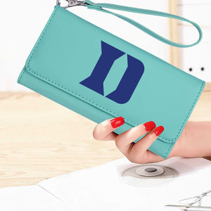 Custom Duke Leather Wallet, Duke Blue Devils, Personalized leatherette wallet with strap, Duke Accessories for mom