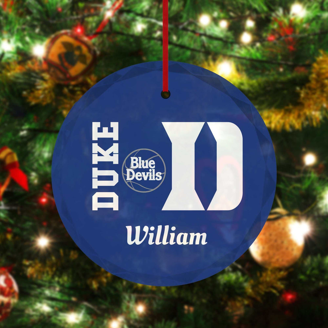 Adornos personalizados de Duke, adornos de los Blue Devils de Duke, regalo del Día del Padre, adornos de vidrio, papá de Duke, regalo personalizado