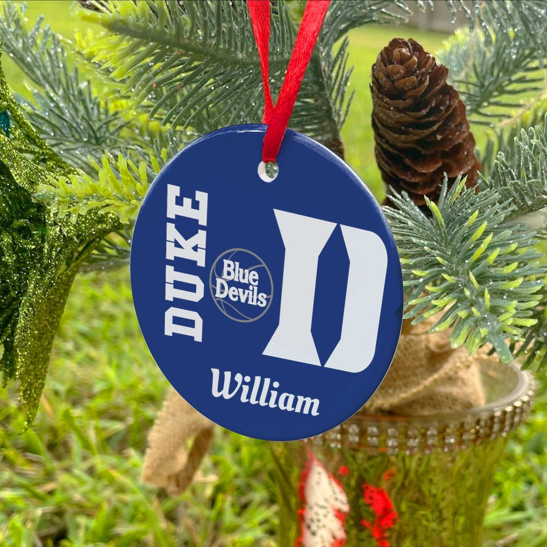 Adornos Duke personalizados, adornos Duke Blue Devils, regalo del Día del Padre, adorno de cerámica, regalos personalizados