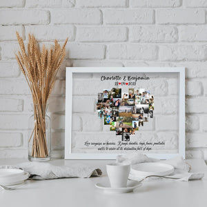 Custom Heart Photo frame- Anniversary Collage Gift- Anniversary Collage for her- Personalized Wedding Photo Gift- Anniversary Gifts