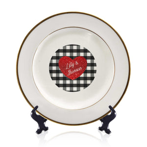 Custom Valentines Ceramic Plate, Personalized Plate With Heart Girlfriend Love Plate Engagement Gift