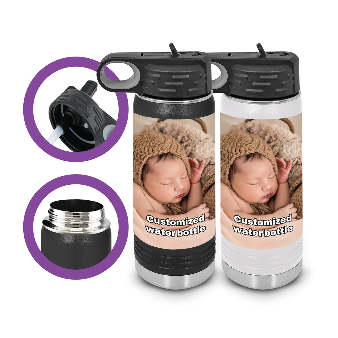 Botellas de agua personalizadas, Botellas de agua con foto, Botella de agua personalizada, Botella de agua Polar Camel, Artículos para beber, regalos personalizados