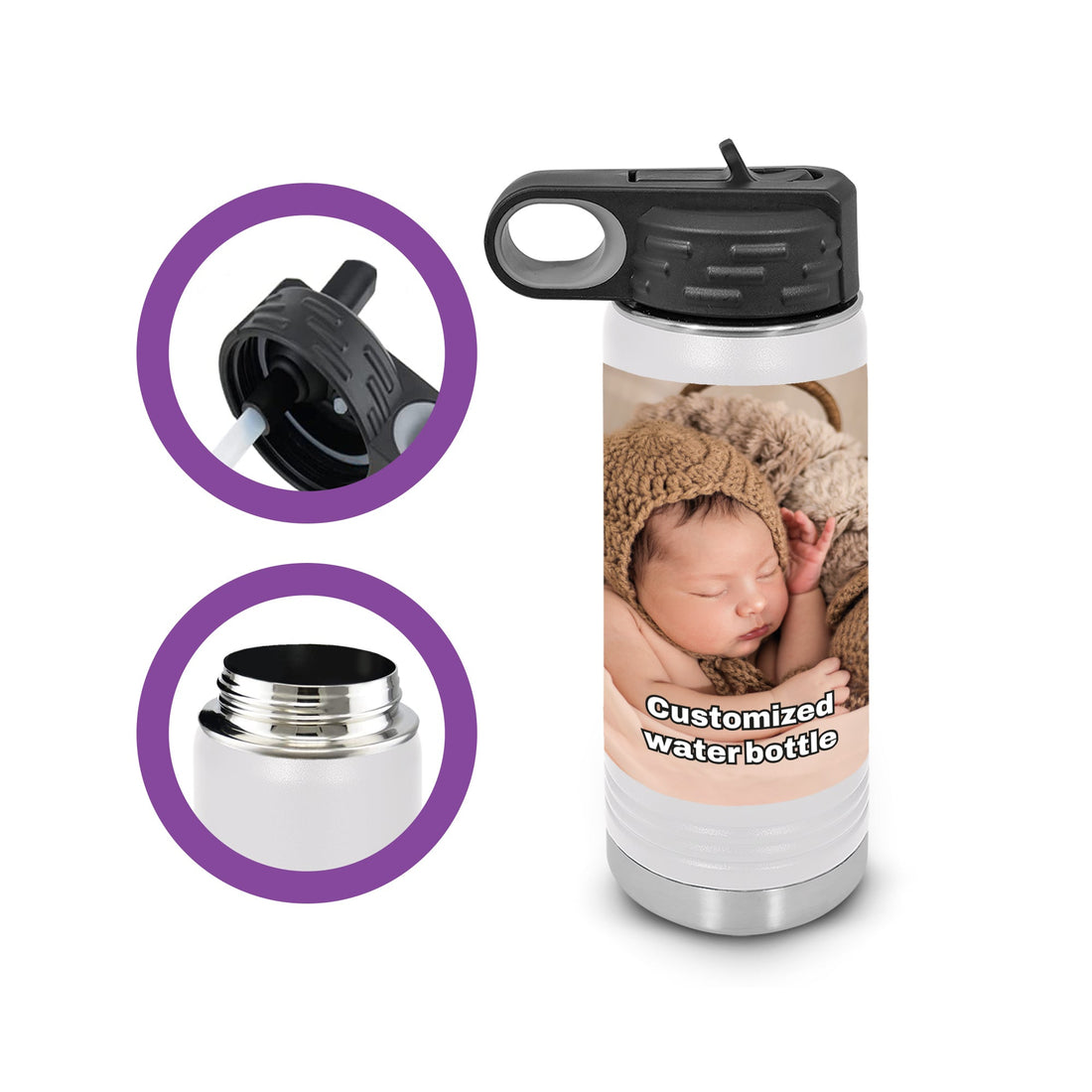 Botellas de agua personalizadas, Botellas de agua con foto, Botella de agua personalizada, Botella de agua Polar Camel, Artículos para beber, regalos personalizados