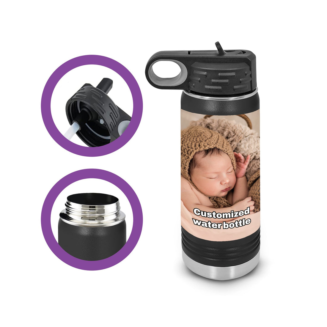 Botellas de agua personalizadas, Botellas de agua con foto, Botella de agua personalizada, Botella de agua Polar Camel, Artículos para beber, regalos personalizados