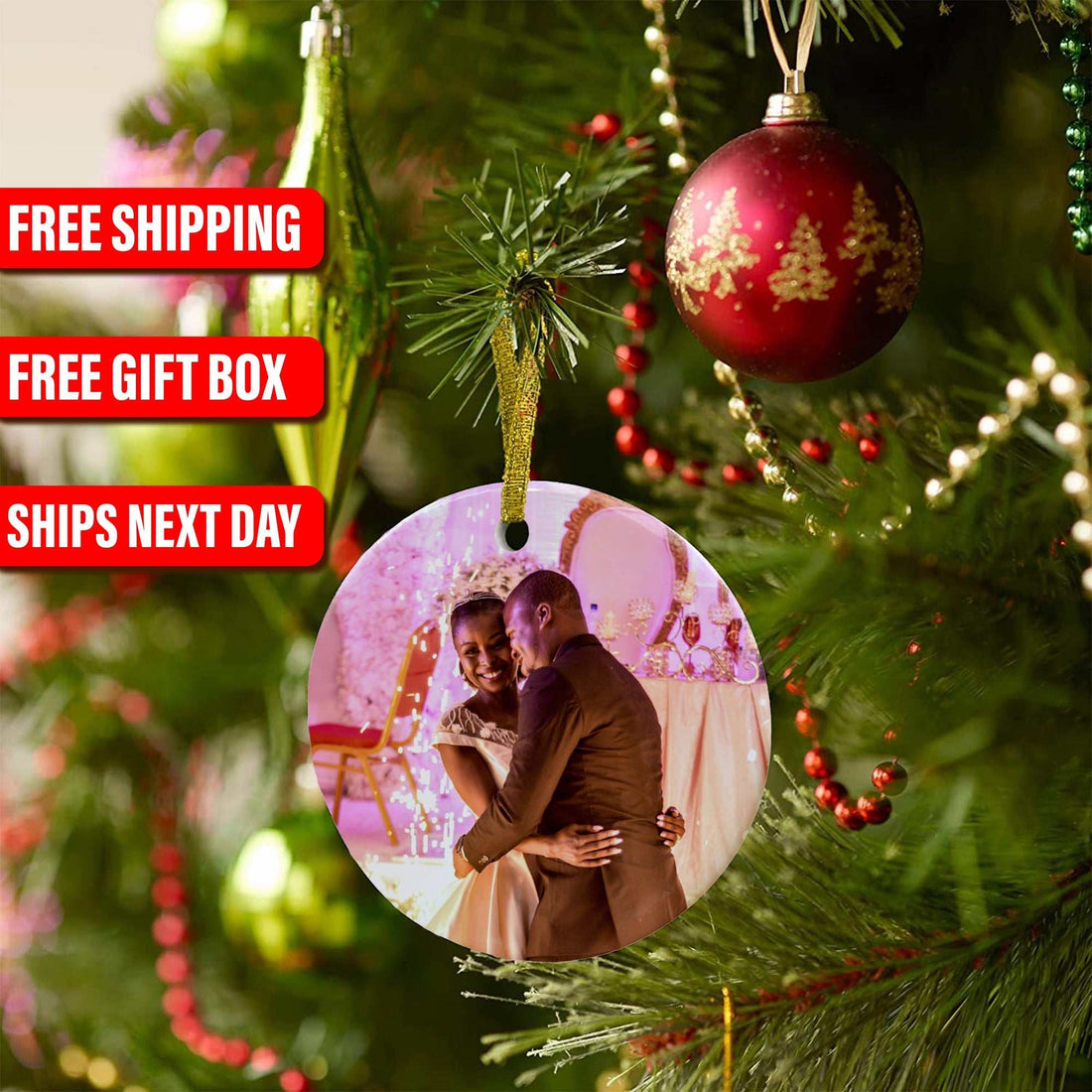 Adornos de Navidad personalizados - Adornos de cerámica con foto - Adornos de fotos - Adornos navideños con foto - Recuerdos navideños únicos - Regalos personalizados