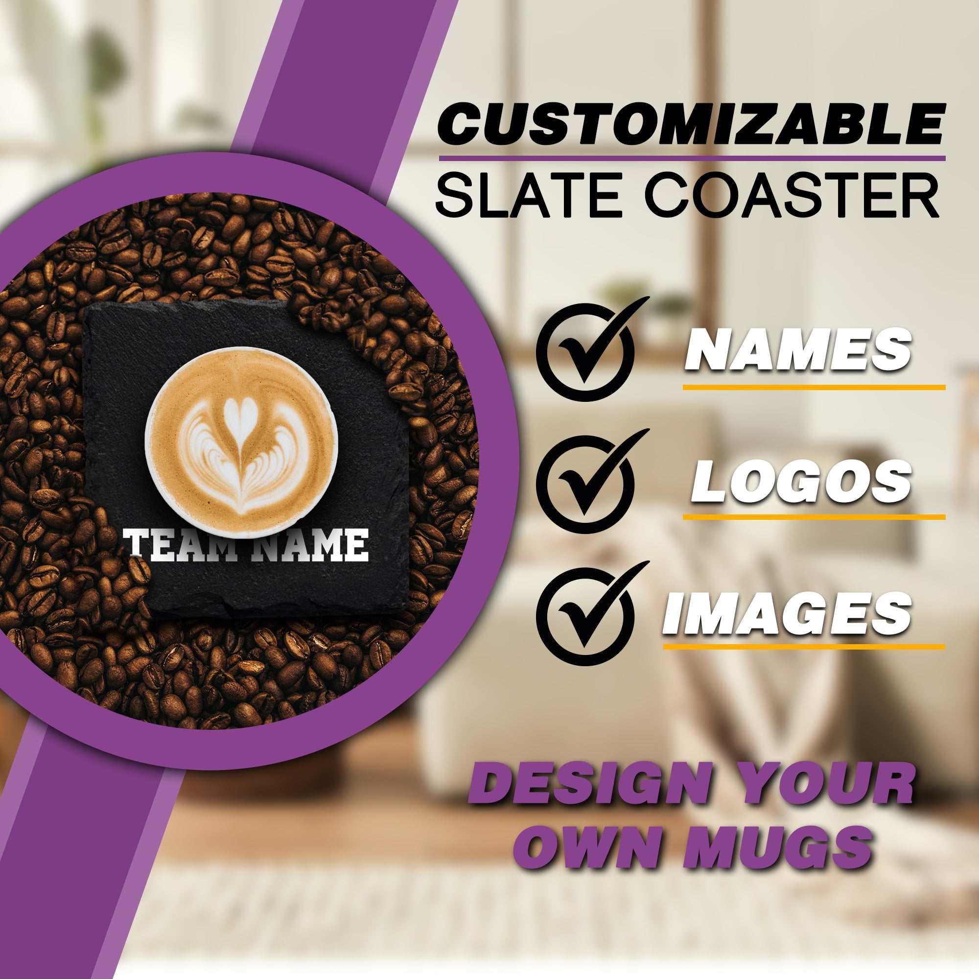 Customized Team Coasters, Custom Sports Team Logo Coasters, Personalized Coaster, Custom Housewarming Gift, Table Coaster, Gift for Dad