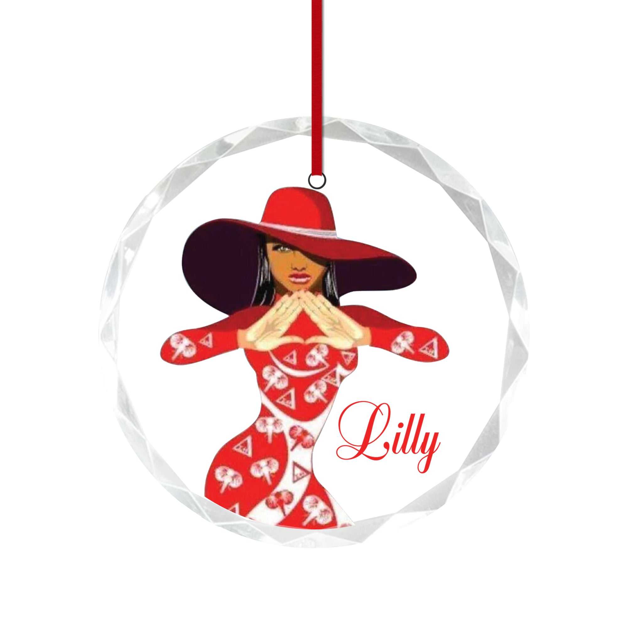Delta Sigma Theta Sorority Ornaments, Black girl ornaments, Birthday Gift For Soror Sister, Personalized Soror Gift, Glass Ornaments