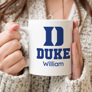 Duke Blue Devils Mug, Duke university logo mug, Blue and white Duke Mug , Ceramic Blue Duke Devils Gift