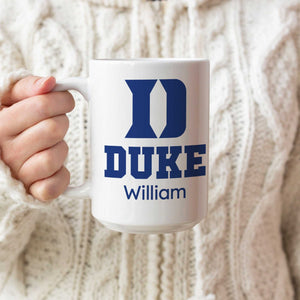 Duke Blue Devils Mug, Duke university logo mug, Blue and white Duke Mug , Ceramic Blue Duke Devils Gift