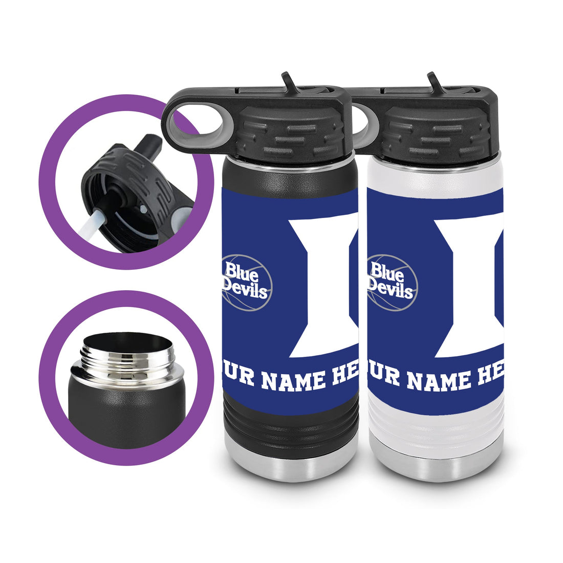 Botellas de agua Duke, Botellas de agua personalizadas, Duke Blue Devils, botellas de agua, Vasos personalizados, Botella de agua para niños