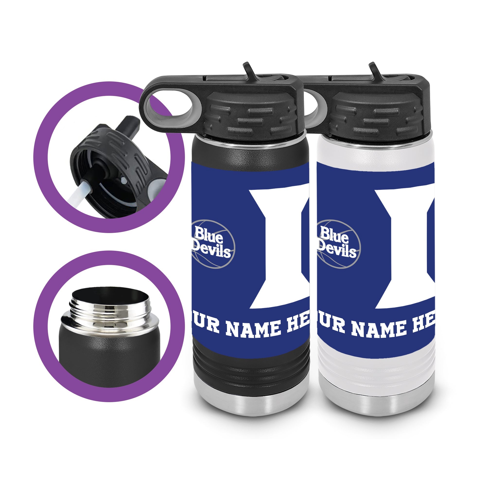 Duke Water Bottles, Personalized water bottles, Duke blue devils, water bottles, Personalized Drinkware, Kid's water bottle