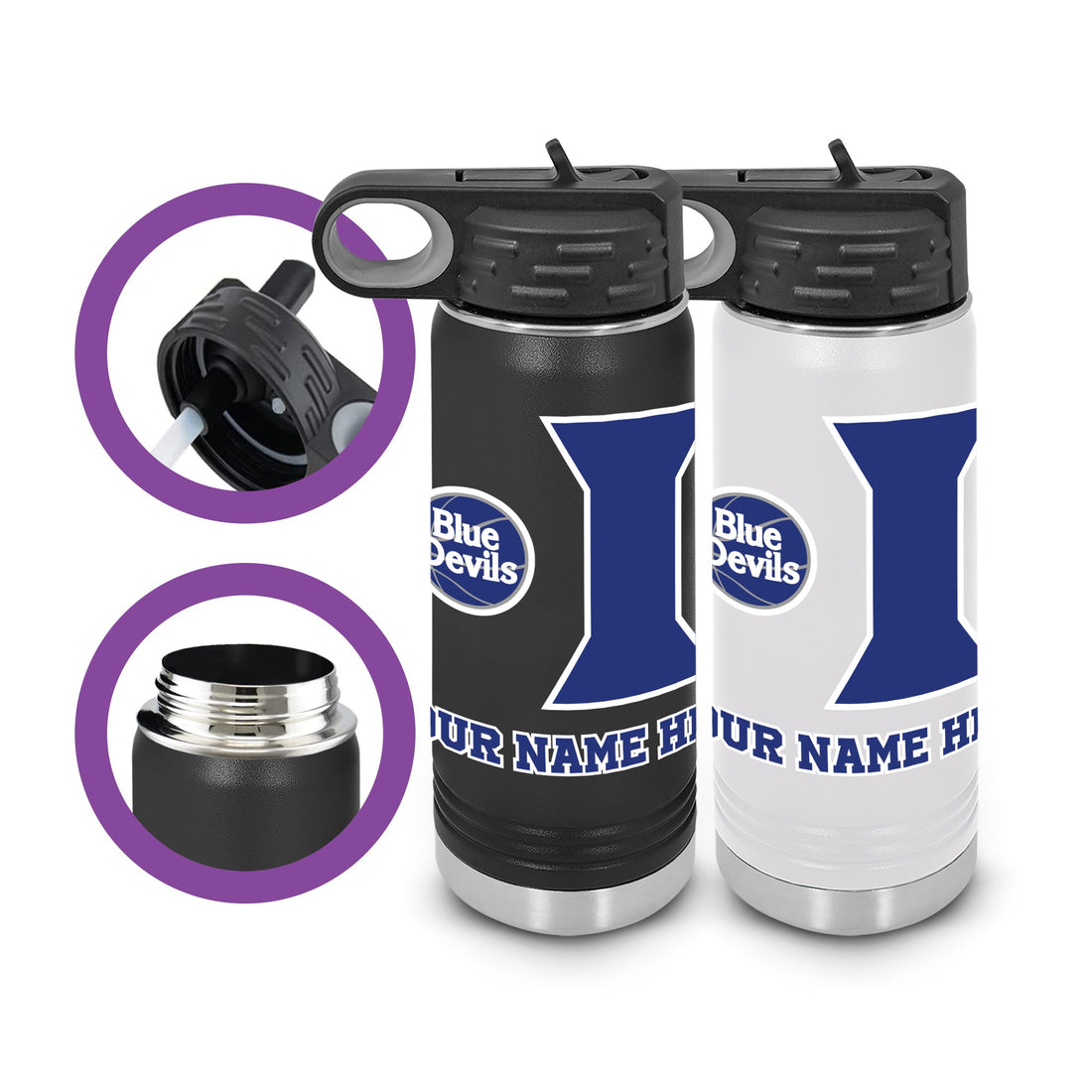 Botellas de agua Duke, Botellas de agua personalizadas, Duke Blue Devils, botellas de agua, Vasos personalizados, Botella de agua para niños