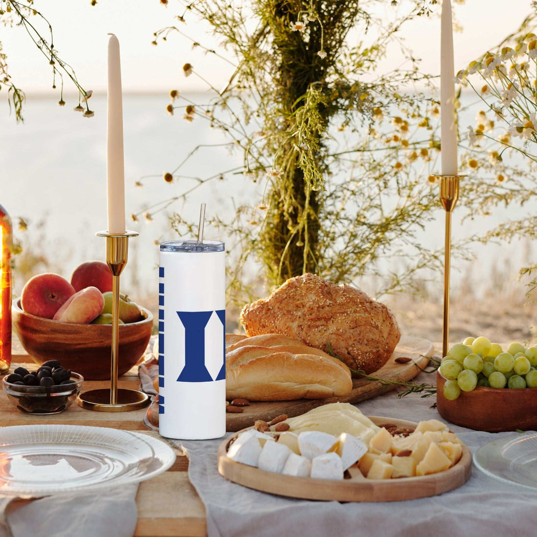 Vaso Duke Blue Devils, vaso Duke personalizado de 20 oz, vaso con popote, vaso térmico, vaso de acero inoxidable