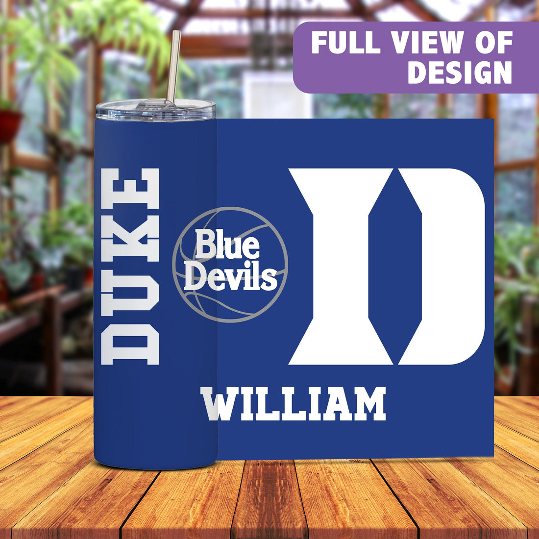 Vaso personalizado Duke, Duke Blue Devils, Vaso con pajita, Vaso aislado, Vaso de acero inoxidable, Vaso Duke