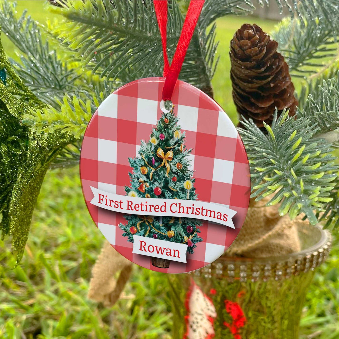 Primer Adorno de Navidad de Casados | Adornos de Cerámica Personalizados Sr. y Sra. | Recuerdo de Boda