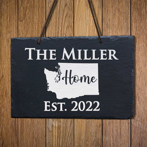 Last Name Slate Address Sign with Maps, Personalized Slate Home Sign, Street Number Sign, Slate Hanging Sign, Slate Plaque