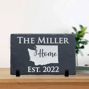 Last Name Slate Address Sign with Maps, Personalized Slate Home Sign, Street Number Sign, Slate Hanging Sign, Slate Plaque