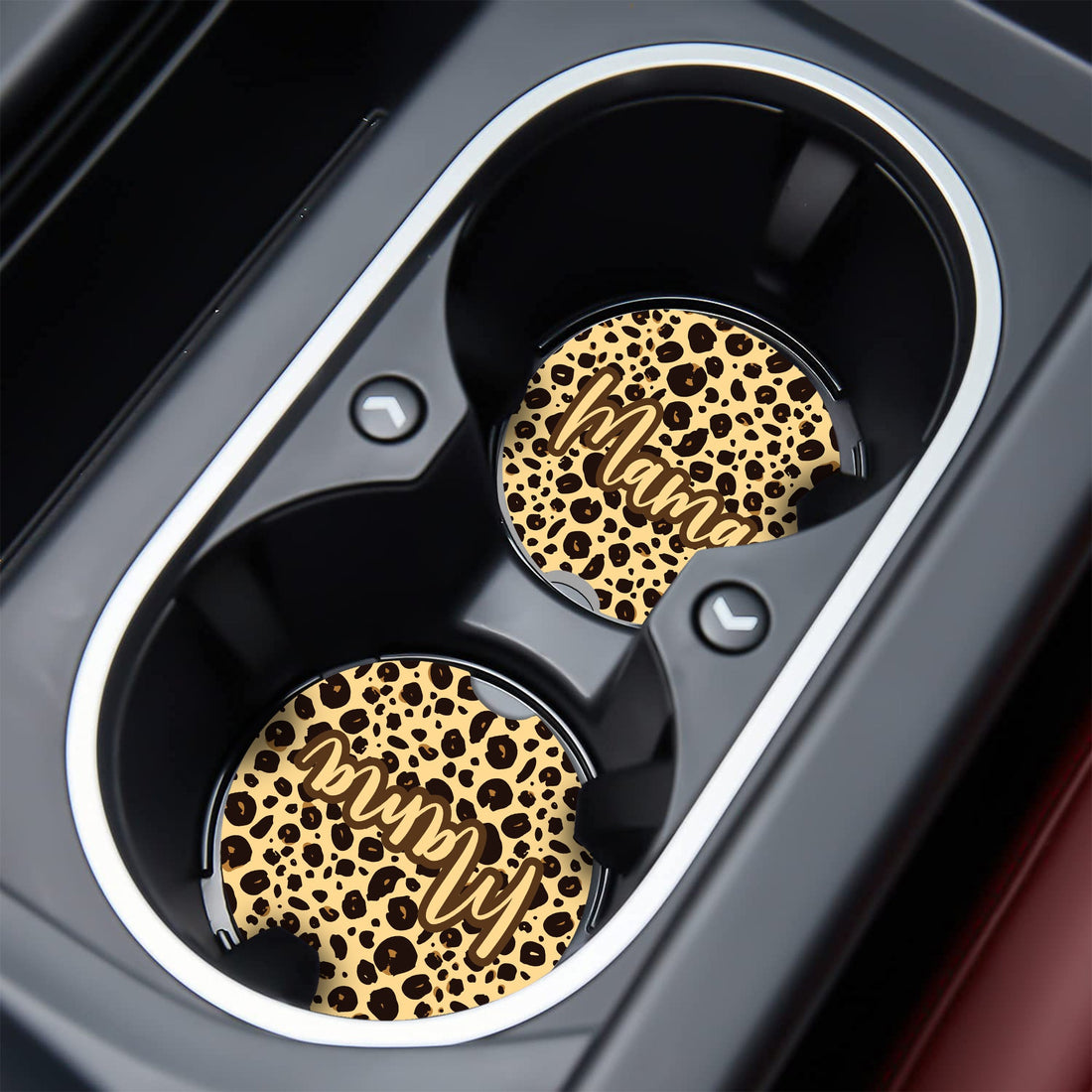 Posavasos para coche con estampado de leopardo | Inserto de cerámica personalizado para portavasos – Regalo elegante y absorbente para amantes del estampado animal