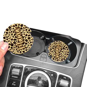 Leopard Print Car Coaster | Personalized Ceramic Cup Holder Insert – Stylish, Absorbent Gift for Animal Print Lovers