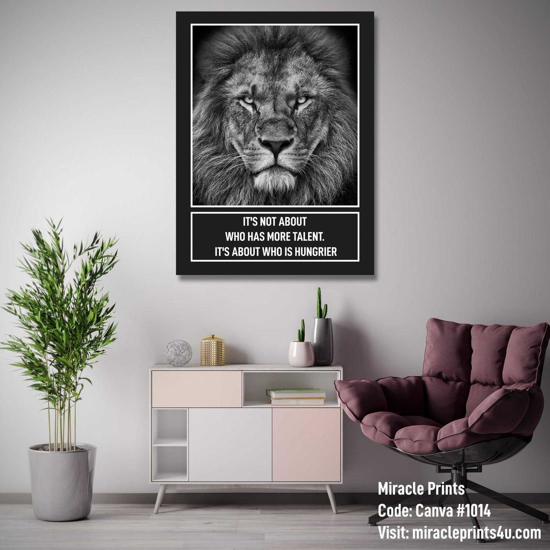 Lienzo motivacional de león - Decoración de pared inspiradora