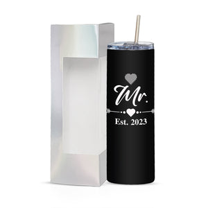 Mr. & Mrs. 2023 Tumbler Set | Wedding & Engagement Gift for Couples – Bride & Groom 20oz Travel Tumblers