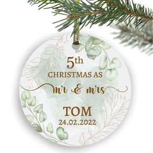 Mr. & Mrs. Christmas Ornament, Christmas Ornament, Personalized gifts for Couple, Personalized ceramic ornament