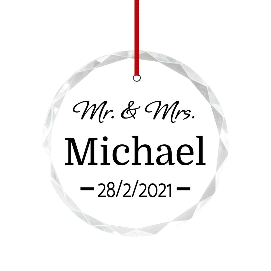 Adorno de los Sres. Ornament, Adorno Personalizado para Boda, Regalo para Pareja Casada, Adornos de Cristal